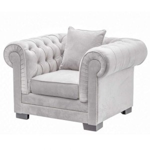 Fotel Chesterfield Classic Velvet Light Grey 118x96x77cm