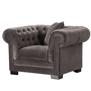 Fotel Chesterfield Classic Velvet Dark Grey 118x96x77cm