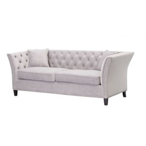 Sofa Chesterfield Modern Velvet Light Grey 3-os.