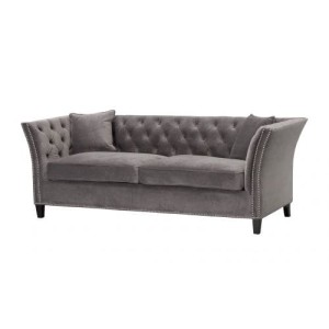 Sofa Chesterfield Modern Velvet Dark Grey 3-os.