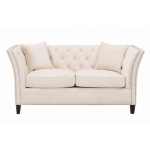 Sofa Chesterfield Modern Velvet Cream 2-os.