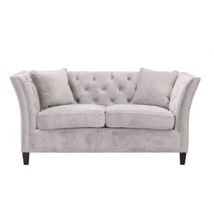 Sofa Chesterfield Modern Velvet Light Grey 2-os.