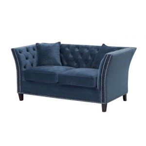 Sofa Chesterfield Modern Velvet Midnight 2-os.