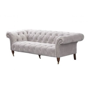 Sofa Chesterfield Glamour Velvet Light Grey 3-os.