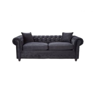 Sofa Chesterfield Velvet Onyx 3-os.
