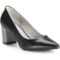 Czółenka na srebrnym słupku - Srebrno - Czarne