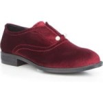  Wsuwane buty damskie uszyte z weluru - Bordowe