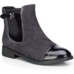 Buty damskie - Zamszowe Sztyblety - Obcas 4 cm