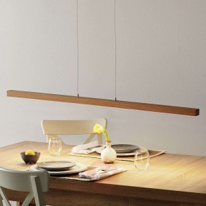 Lucande Lucyana lampa wisząca, dębowa belka 120 cm