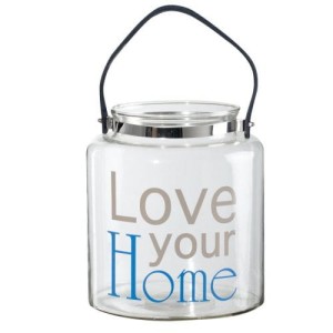 Pojemnik Love your Home, szklany z rączką wys. 25cm