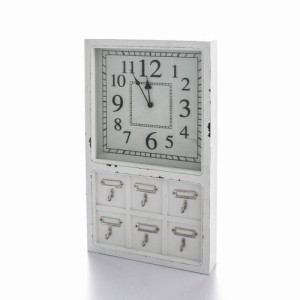 Zegar SHABBY z haczykami 30x7x50cm