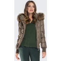 Kurtka damska - Pikowana - Z Futerkiem