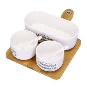 Zestaw 3miseczek na desce Delices Gourmets