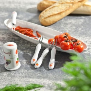 Półmisek z 4 widelczykami Mediteraneo Pomodoro dł. 33 cm
