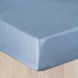Prześcieradło satynowe z gumką niebieskie 220 × 200 cm