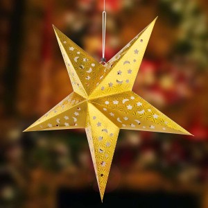Złota gwiazda papierowa X-Mas 3D z LED