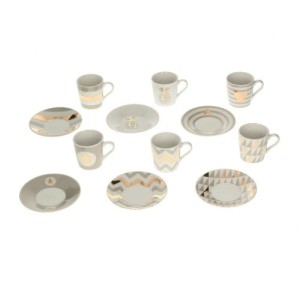 Zestaw filiżanek do espresso Geo Gold&Beige