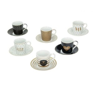 Zestaw filiżanek do espresso Caffee Mania black&white 6szt. 100ml
