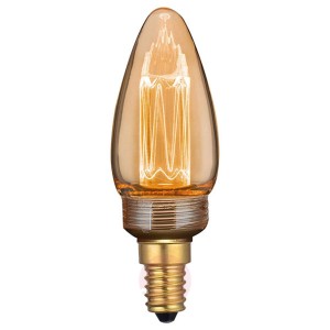Żarówka świeca LED E14 2W filament, złota