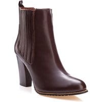 Buty damskie - Botki wsuwane - Skórzane