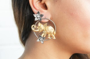 Airavata Golden Elephant Earrings