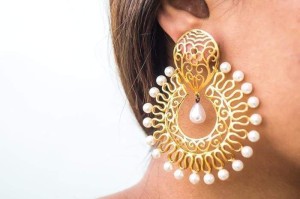Golden Amritsar Earrings - Pozłacane Kolczyki z Perłami
