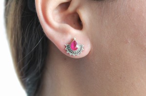 Half-Sun Tear Drop Silver Earrings