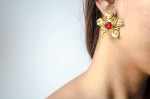 Hibiscus Red Stone Earrings