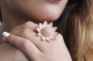 Lotus Ring with Encrusted Zircons
