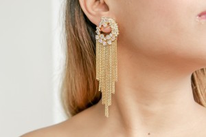 Sambalpur Long Earrings - Pozłacane Kolczyki