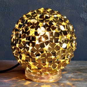 Lampa stoł. Ortenzia w kol. złotym, z dekor kwiat