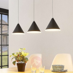 Lucande lampa wisząca LED Livan, czarna 3-punktowa