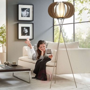 Lampa stojąca Stellato z drewnianymi lamelkami