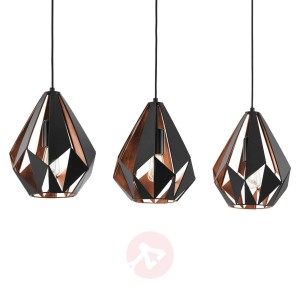 Lampa wisząca Carlton 1 3-pkt., czarno-miedziana