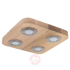 4-pkt. lampa sufitowa LED Sunniva, drewno dębowe