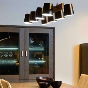 8-punktowa lampa wisząca Noctorio, czarny