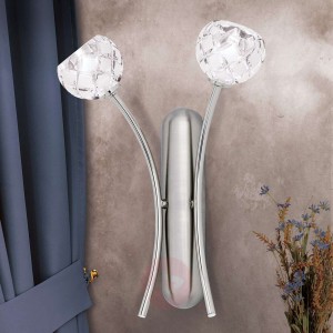 Lampa ścienna z kryształami Maderno, nikiel 2-pkt.