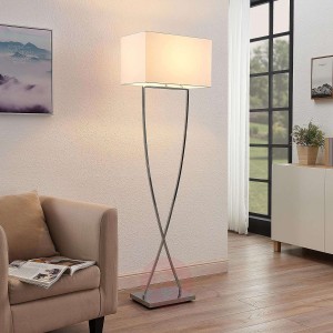 Lucande Evaine lampa podłogowa chrom, klosz biały