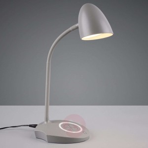 Lampa stołowa LED Load, stacja ładowania, szara