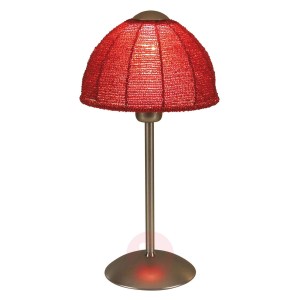 Lampa stołowa Pearl, okrągły klosz, czerwona