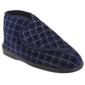 Zedzzz Mens Bertie Check Velour Touch Fa