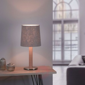 Lucande Elif lampa stołowa filc cylinder dąb