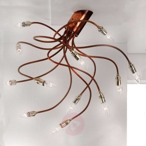Miedziana lampa sufitowa BRAZONA z dwunastoma
