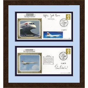 Concorde Framed 2 x Commemorative Covers Limited Edition Signed by 2 x Concorde Pilots