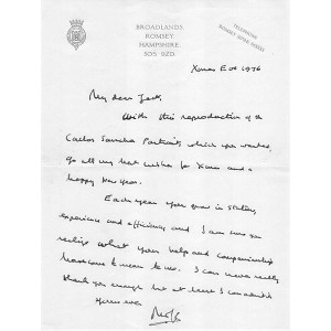 Earl Mountbatten Framed Personally Signed Original Letter Presentation