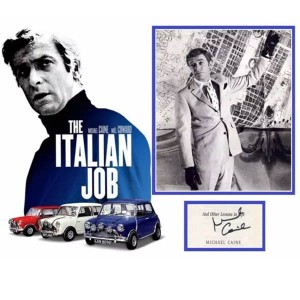 Sir Michael Caine Italian Job Photo Montage and Personal Signature