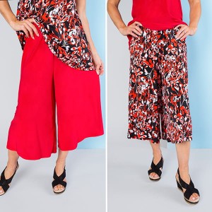 Nicole Print and Plain Culotte Trousers (2 Pack)