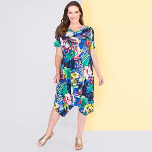 Nicole Print Sharkbite Hem Dress