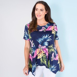 Nicole Print Shark Bite Hem Top