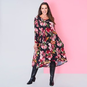Nicole Print Long Sleeve Pocket Dress